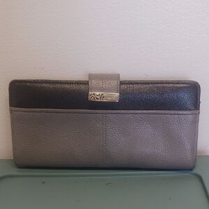 Brighton Black and Gray Leather Wallet